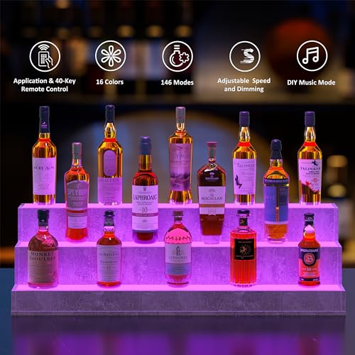 Grey LED Illuminated Bottle Shelf H5925