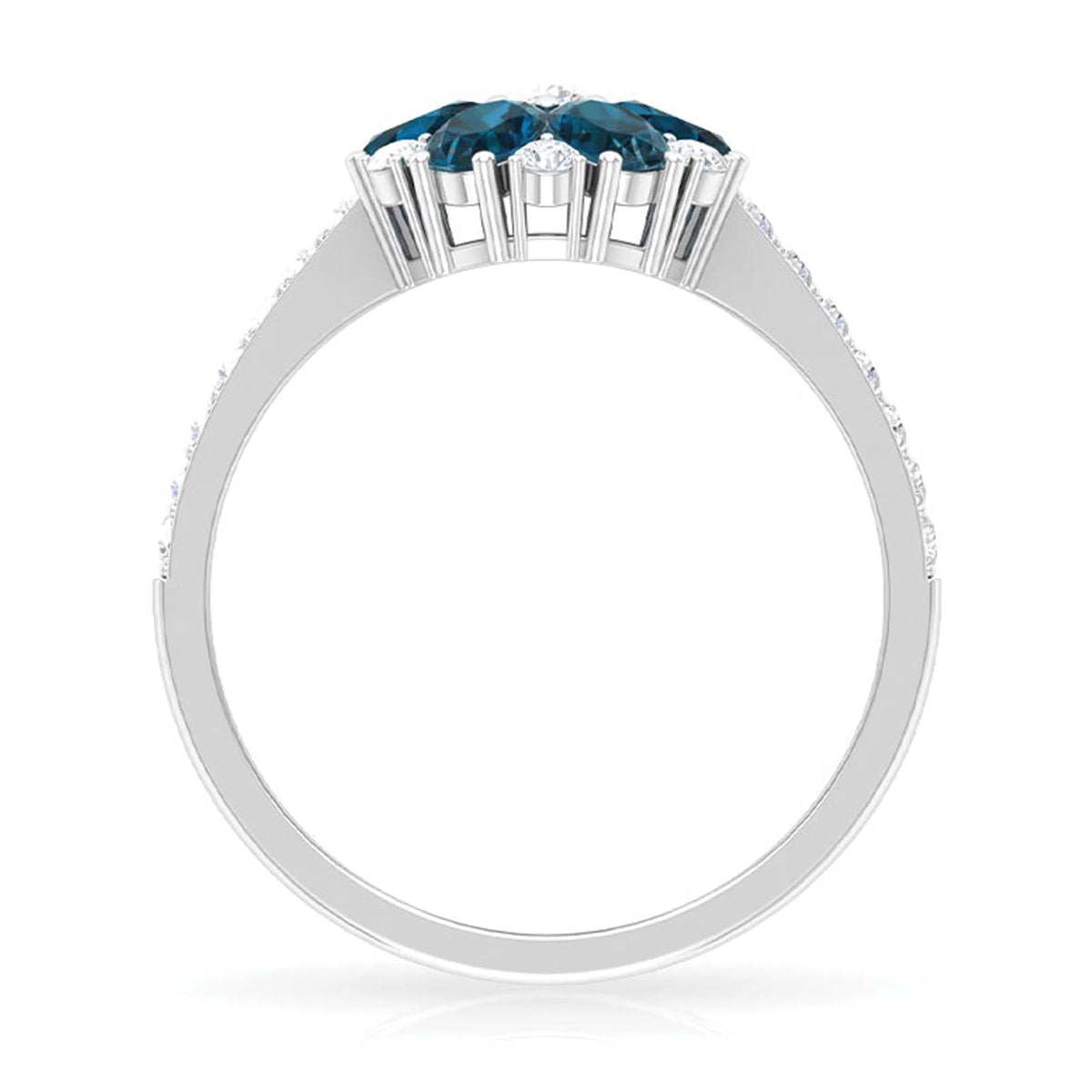 London Blue Topaz Ring with Diamond, 925 Sterling Silver J750031