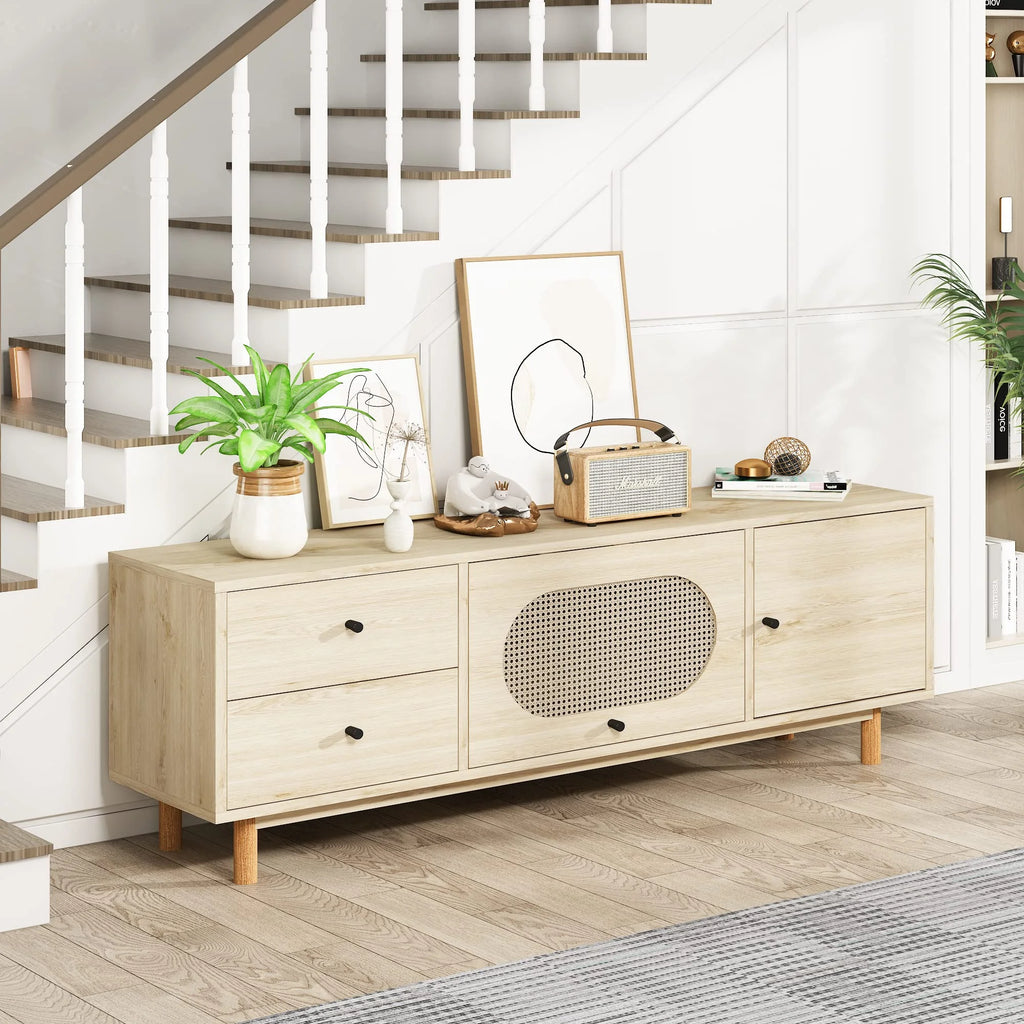 Natural Rattan TV Stand with 2 Drawers E95874