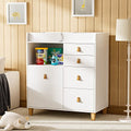 White 33.5" Wooden Baby Changing Table Dresser with Drawers E3250