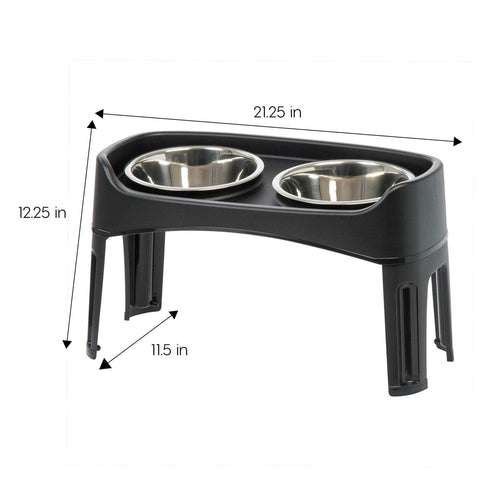 12 inch Elevated Dog Bowls with 2 Qt Stainless Steel Bowls H39942