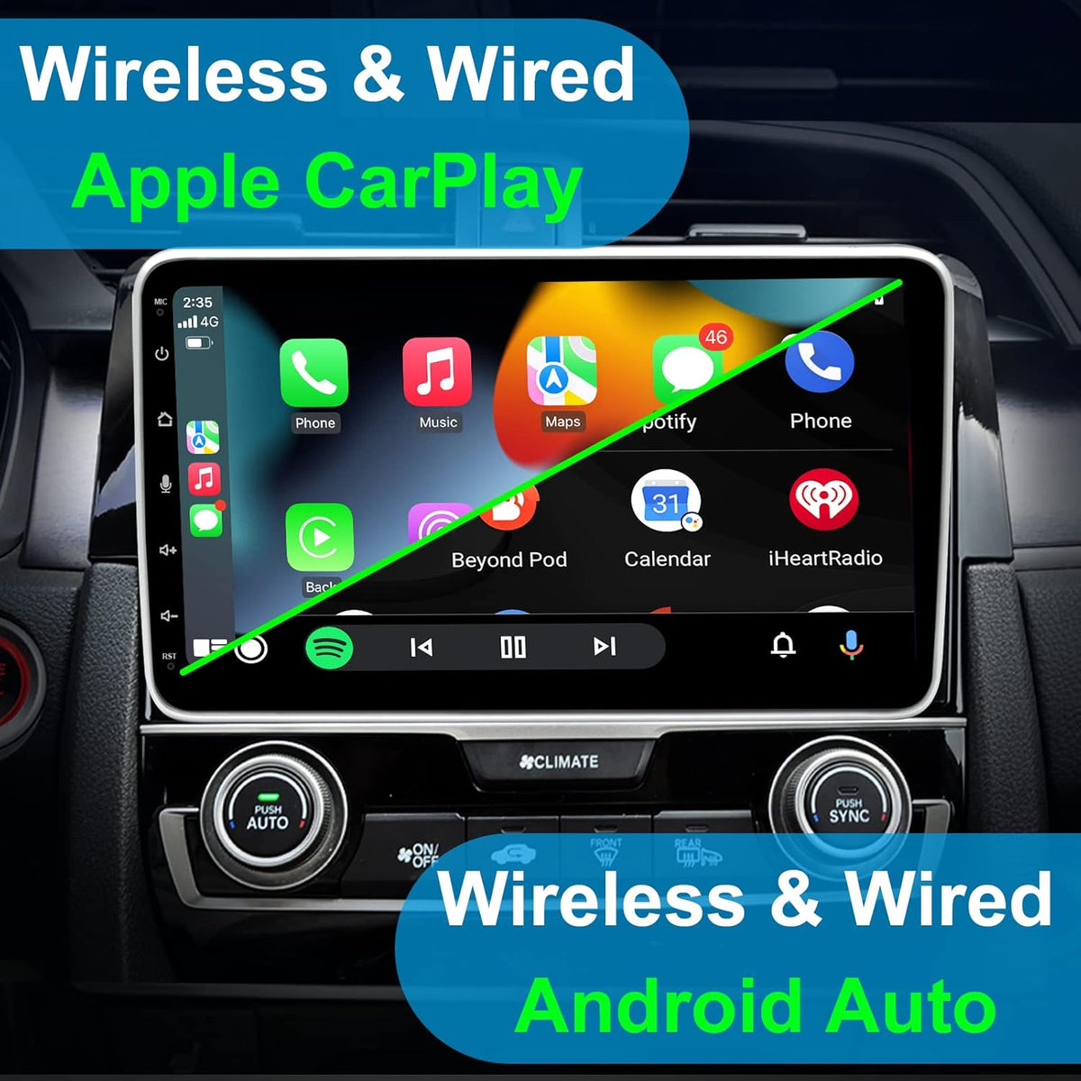 10.1 Inch Single Din Touchscreen Car Stereo Receiver with Backup Camera Y72764