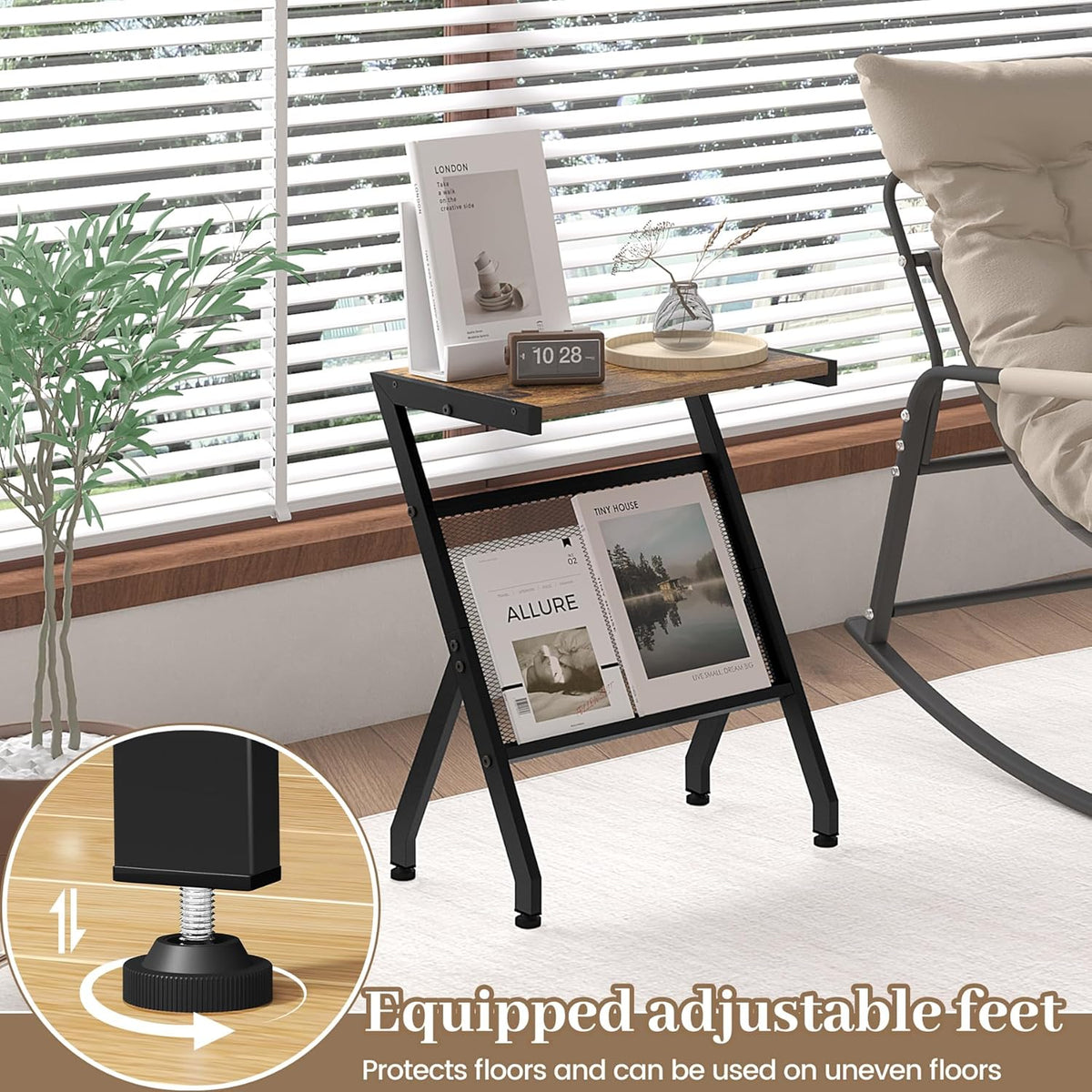 3-Tier Narrow Side Table with Charging Station I6161