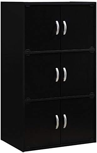3 Shelf 6 Door Bookcase in Black Q357