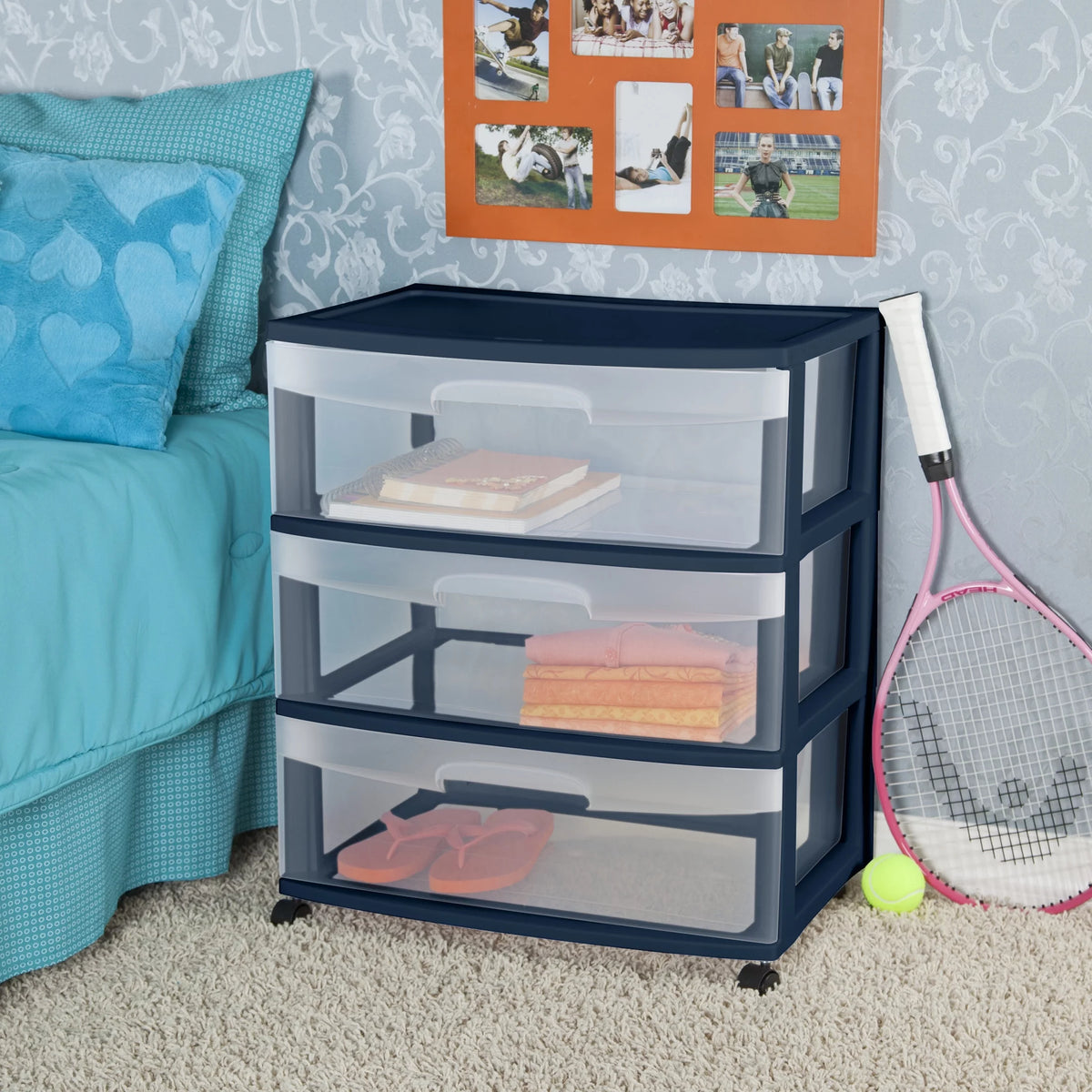 Wide 3 Drawer Plastic Cart M800977