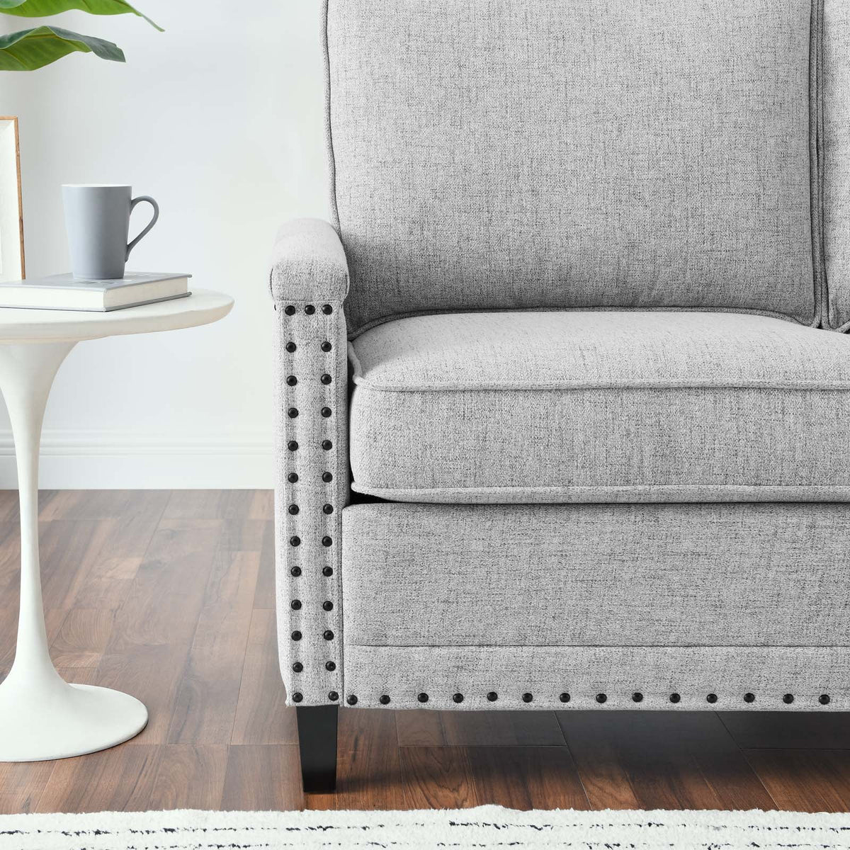 Light Gray Upholstered Fabric Loveseat H4518