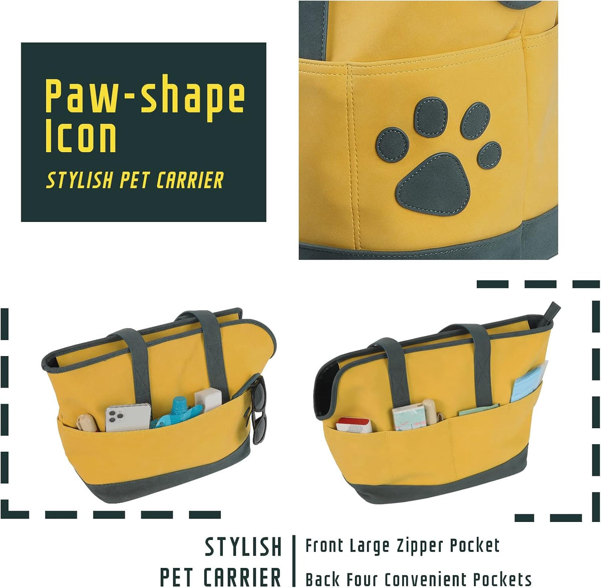 Yellow Leather Small Pet Carrier B848