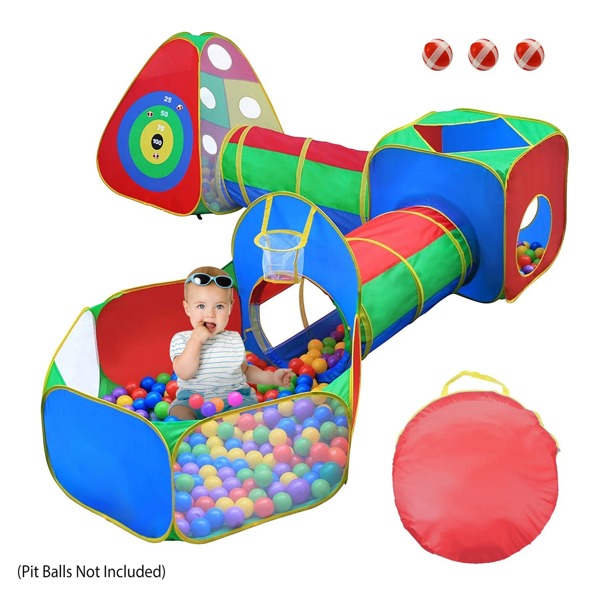 5Pcs Colorful Kids Play Tent Ball Pit Crawl Tunnel Playhouse I145622