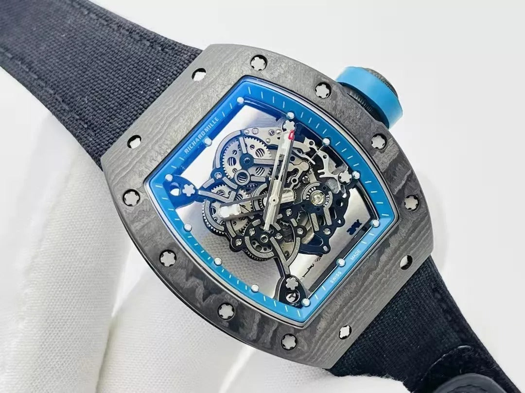 Skeleton Blue Dial Black Bezel Black Canvas Strap Watch B879421