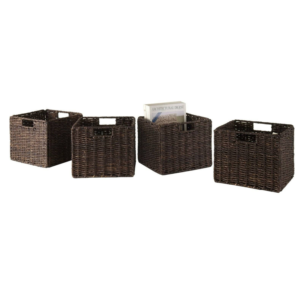 5-Pc Wainscoting Panel Shelf 4 x 2 Cube with 4 Foldable Baskets D414258