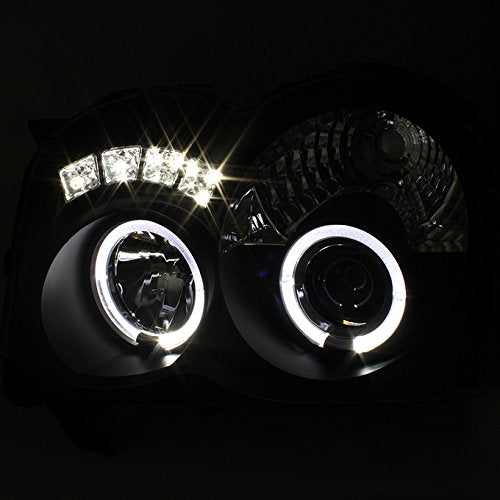 Black Bezel Dual Halo Ring Projector LED Headlights Pair K684621