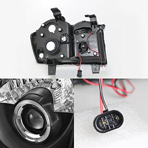 Black Bezel Dual Halo Ring Projector LED Headlights Pair K684621