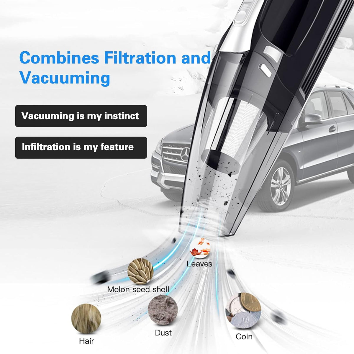 4-in-1 Cordless Handheld Car Vacuum with LED Light J435468