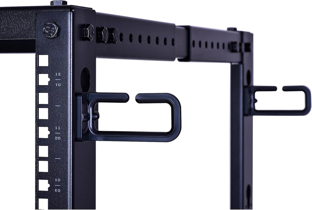 12U Open Frame Server Rack, Heavy Duty 4 Post Adjustable Depth with Casters T81848