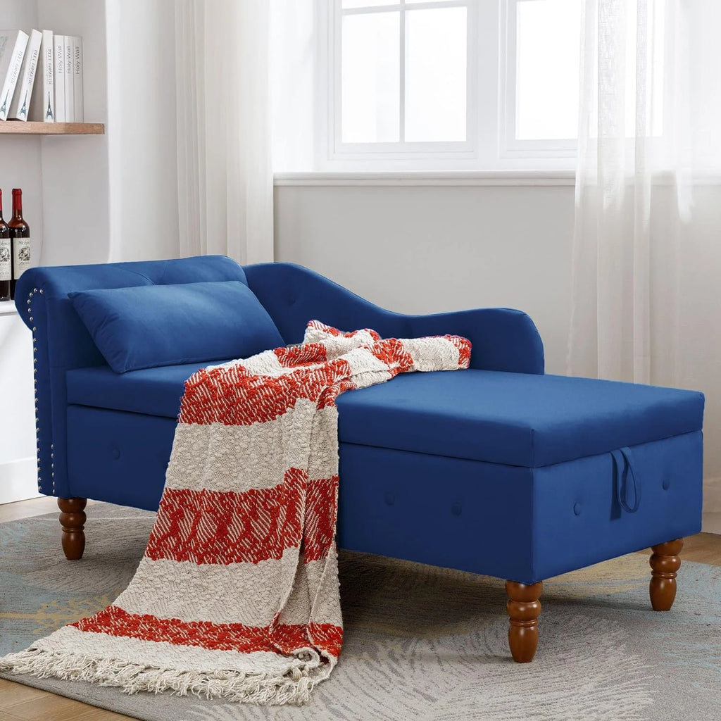 Velvet Chaise Lounge with Storage and Pillow I88181