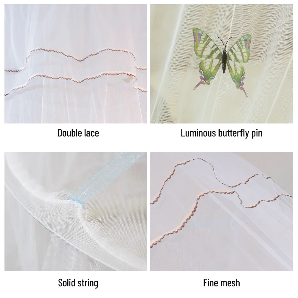 White Dome Bed Canopy Fine Mesh Net Lace Curtain B397985