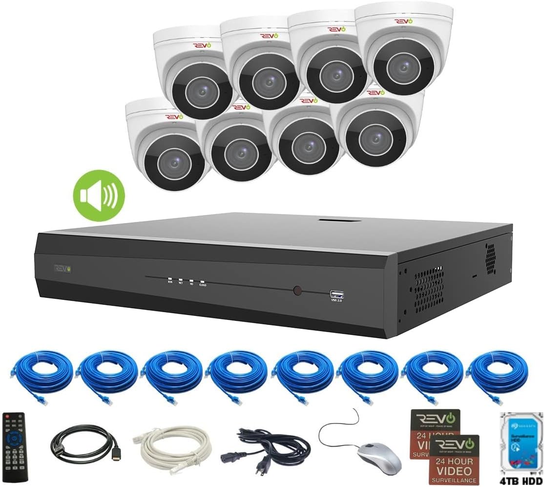 16Ch 4TB HDD IP NVR Video Surveillance System with 12x 4MP Bullet Camera and 4x 4MP Turret Cameras M7138