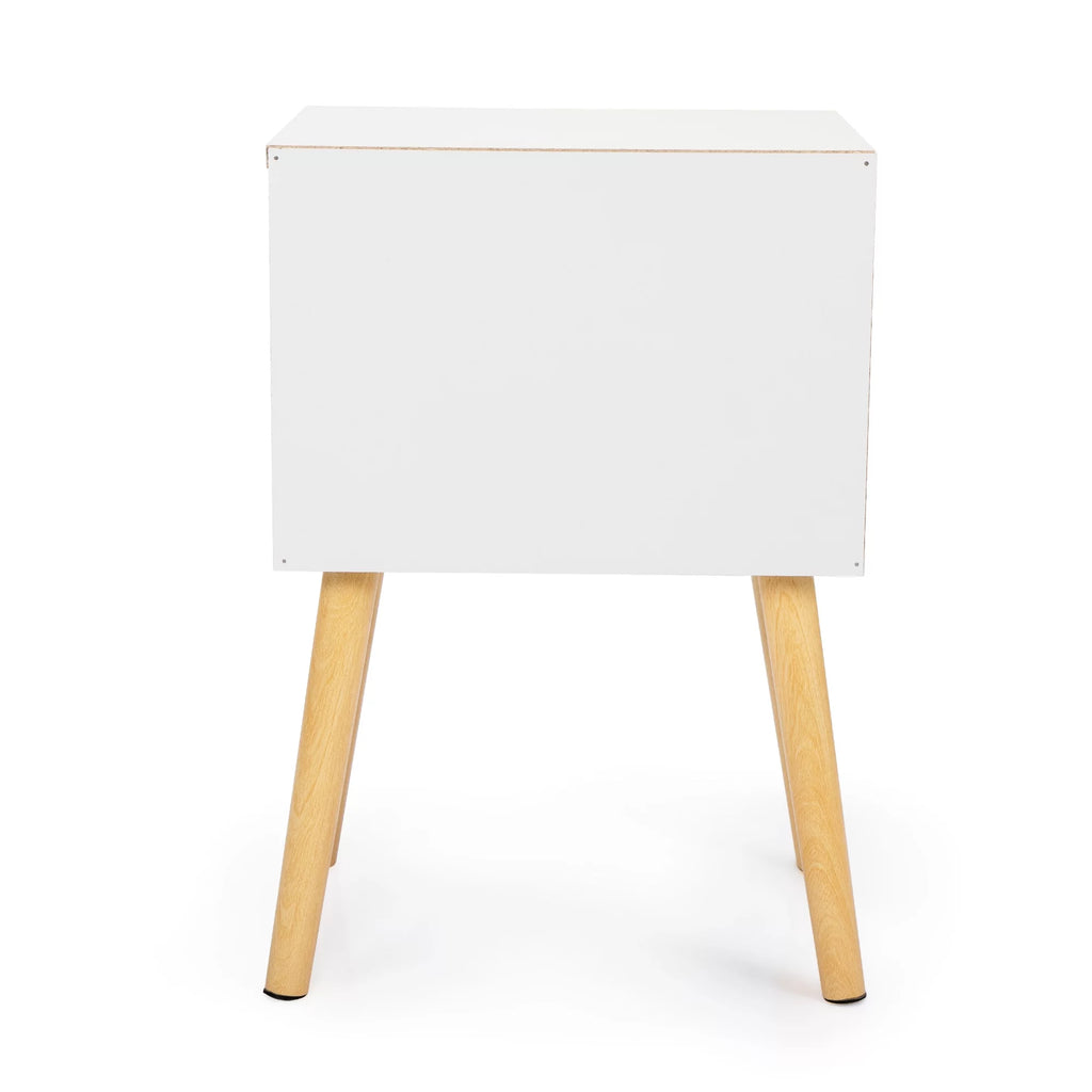 White Nightstands Set of 2 with Storage Drawer and Shelf E581051