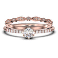 1.05 Carat Round Cut Diamond Moissanite Engagement Ring in 10k Solid Rose Gold P53405