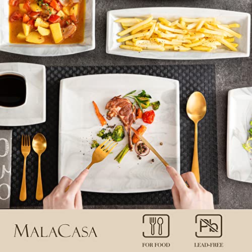 30 Piece Ivory White Porcelain Square Dinnerware Set F29531