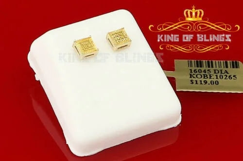 0.05ct Diamond Yellow 925 Sterling Silver Square Stud Earrings K8595
