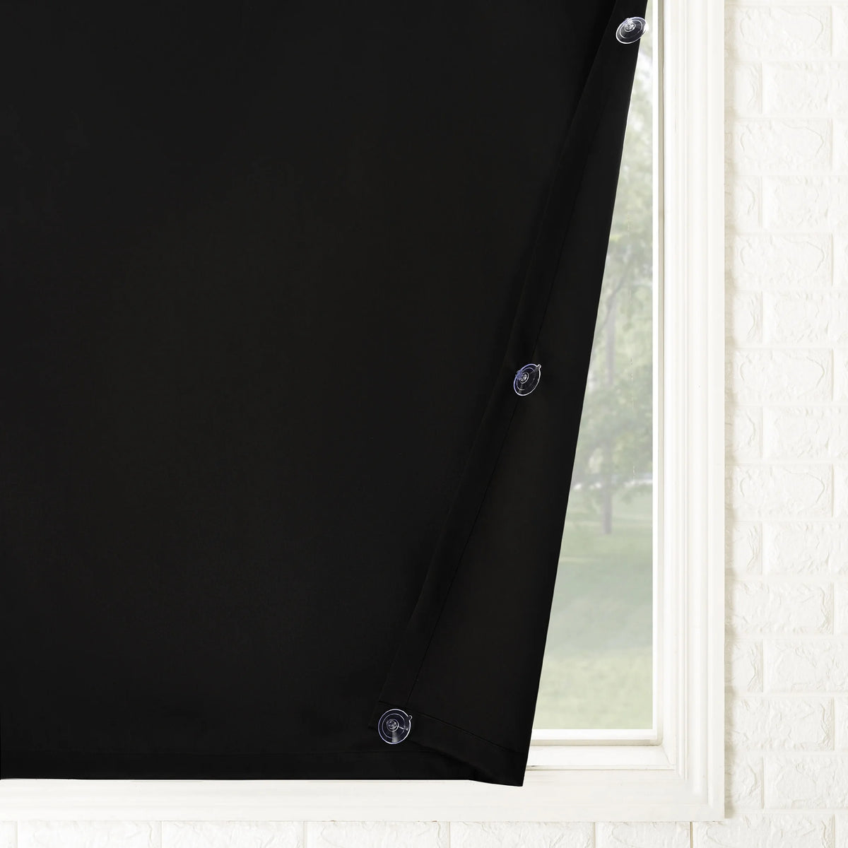 100% Blackout Suction Cup Curtain Panel, 50"x78", Black P139