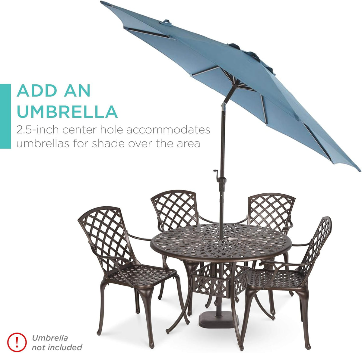 5-Piece Outdoor Cast Aluminum Dining Set with 4 Chairs Y453942
