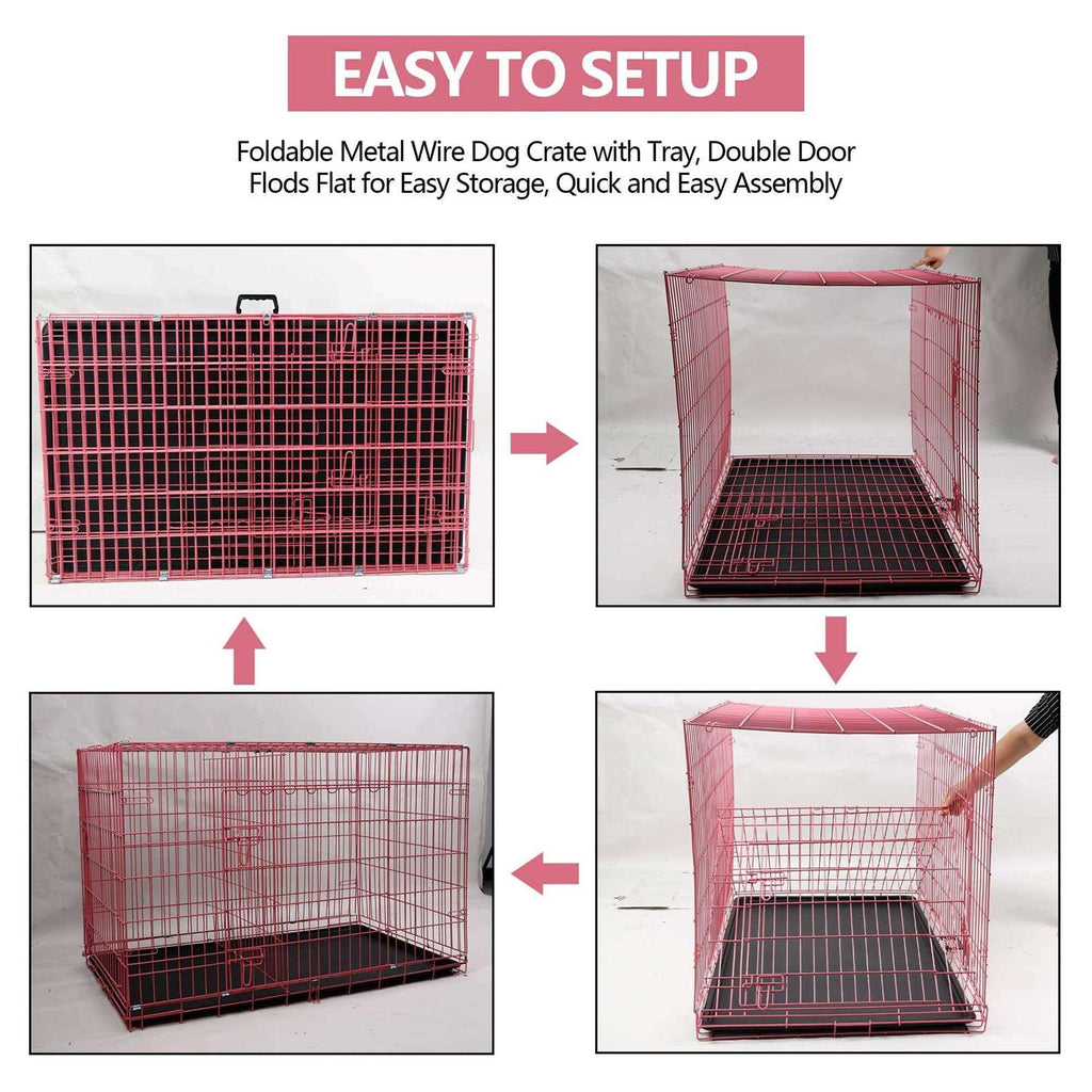 Folding Dog Cage Double Door Q6659