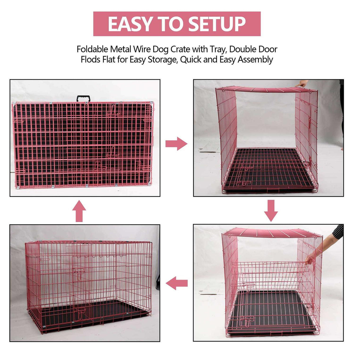 Folding Dog Cage Double Door Q6659