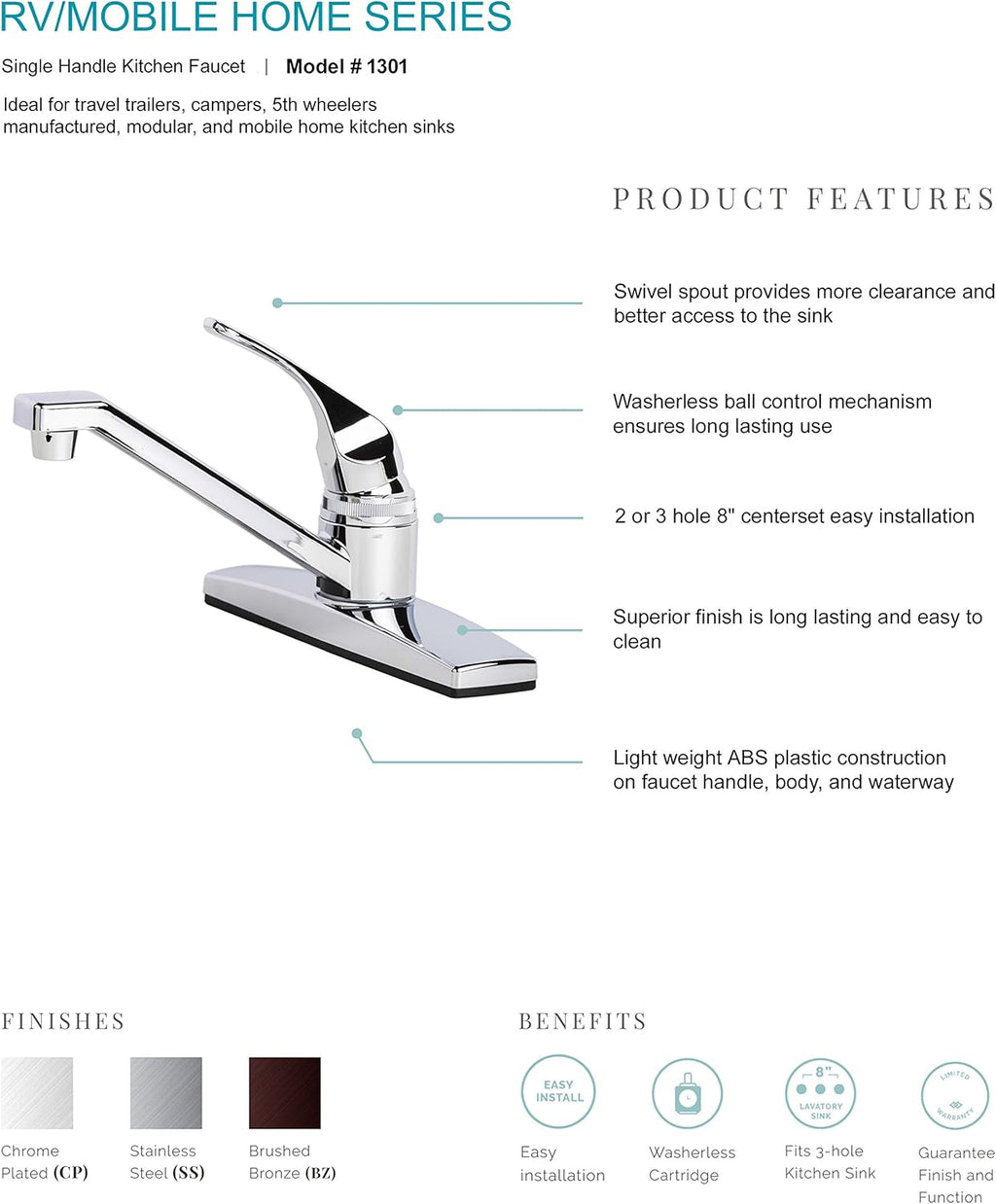 Chrome Finish Kitchen Sink Faucet N80331