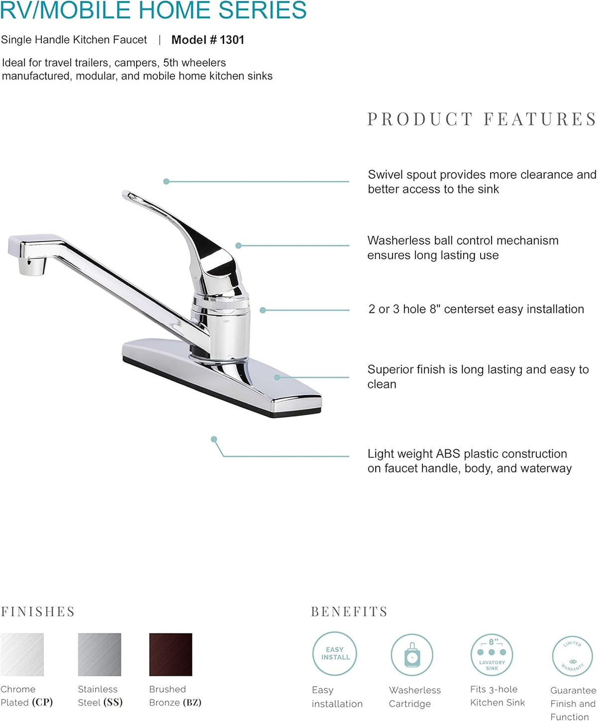 Chrome Finish Kitchen Sink Faucet N80331