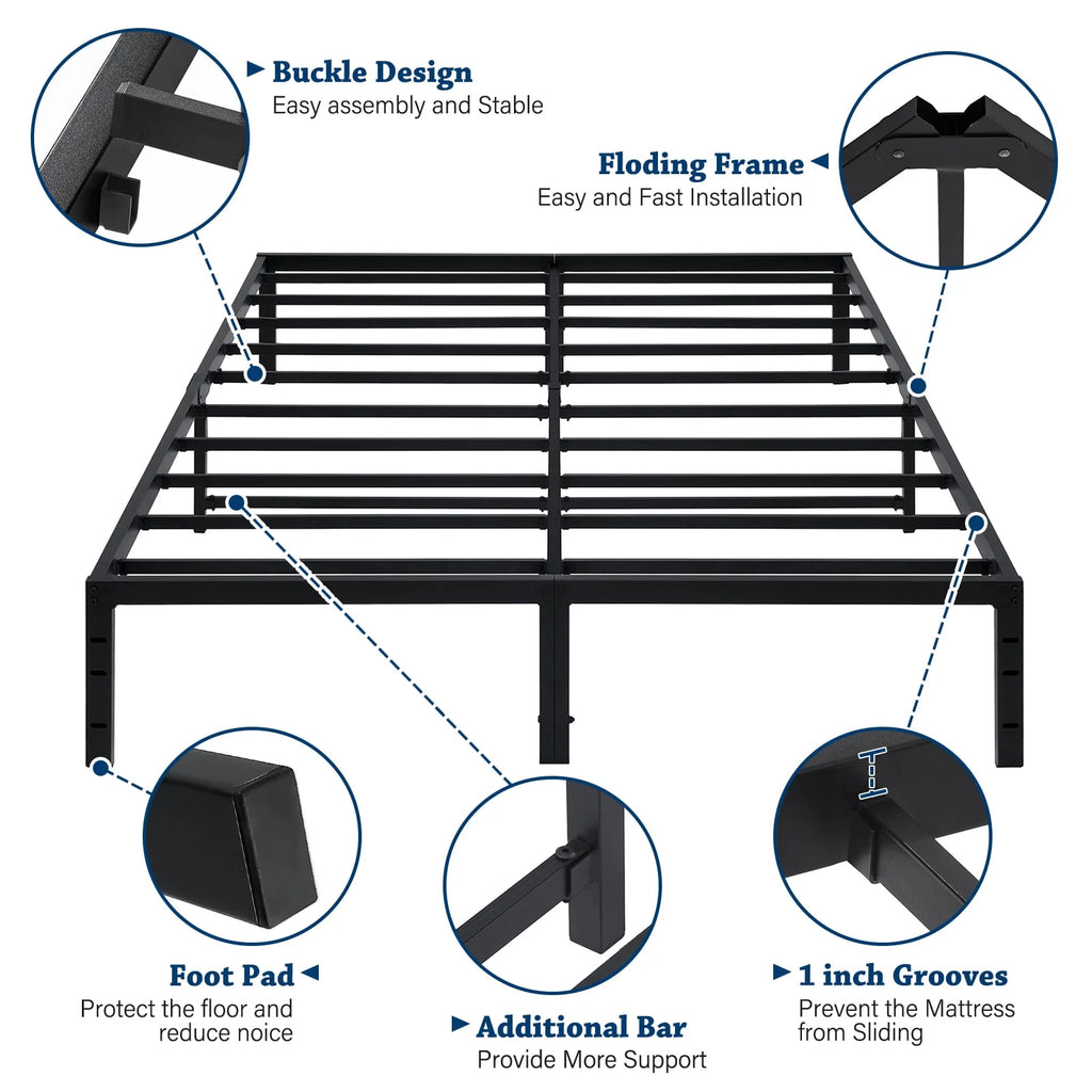 Full Size 18 inch Heavy Duty Metal Platform Bed Frame I5617