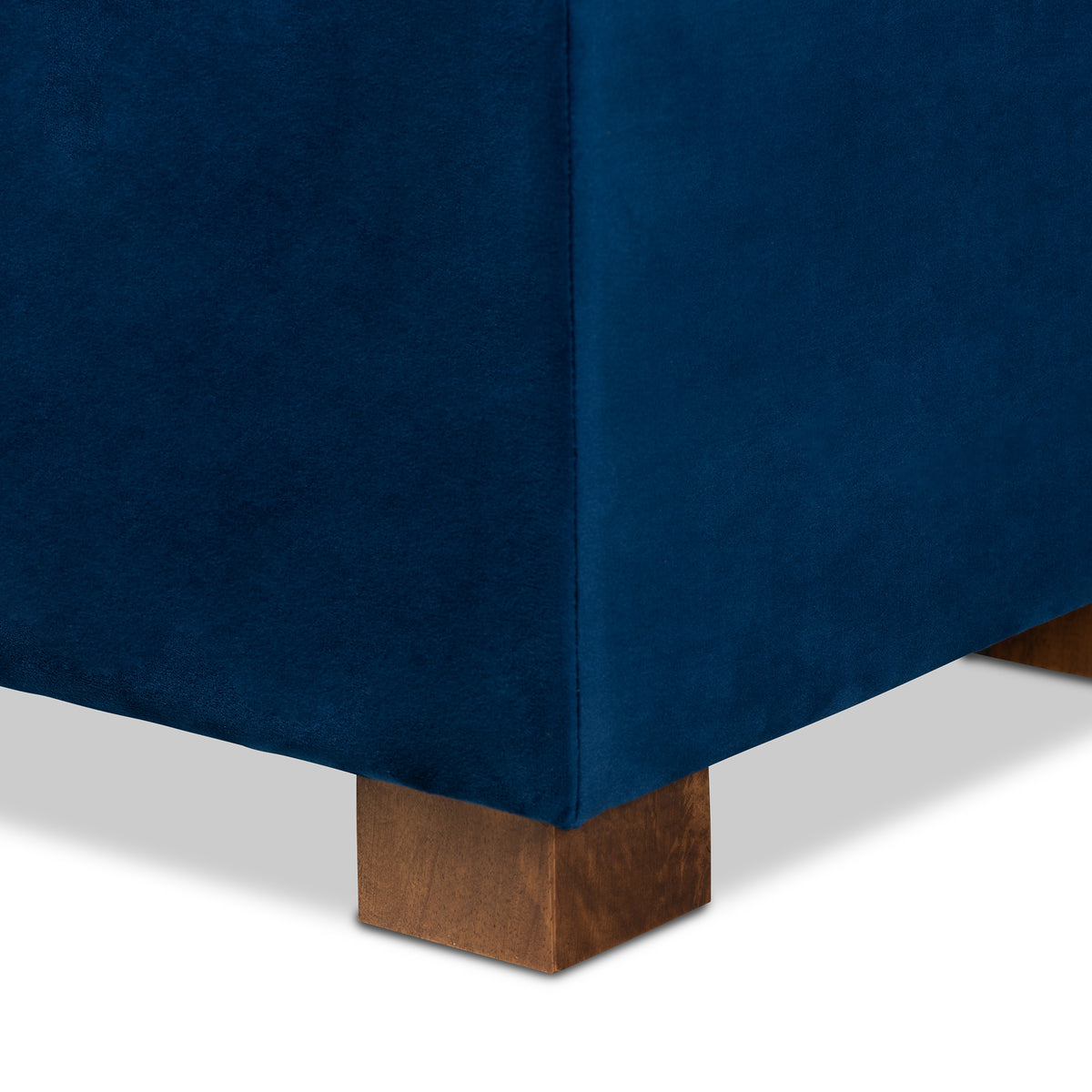 Navy Blue Velvet Storage Ottoman Bench L64998