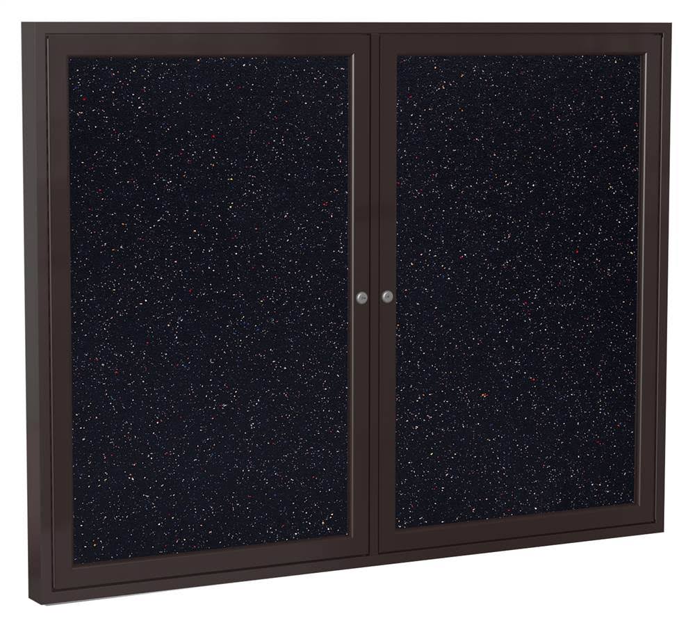 36 in. x 60 in. 2-Door Bronze Aluminum Frame Enclosed Recycled Rubber Tackboard B27903
