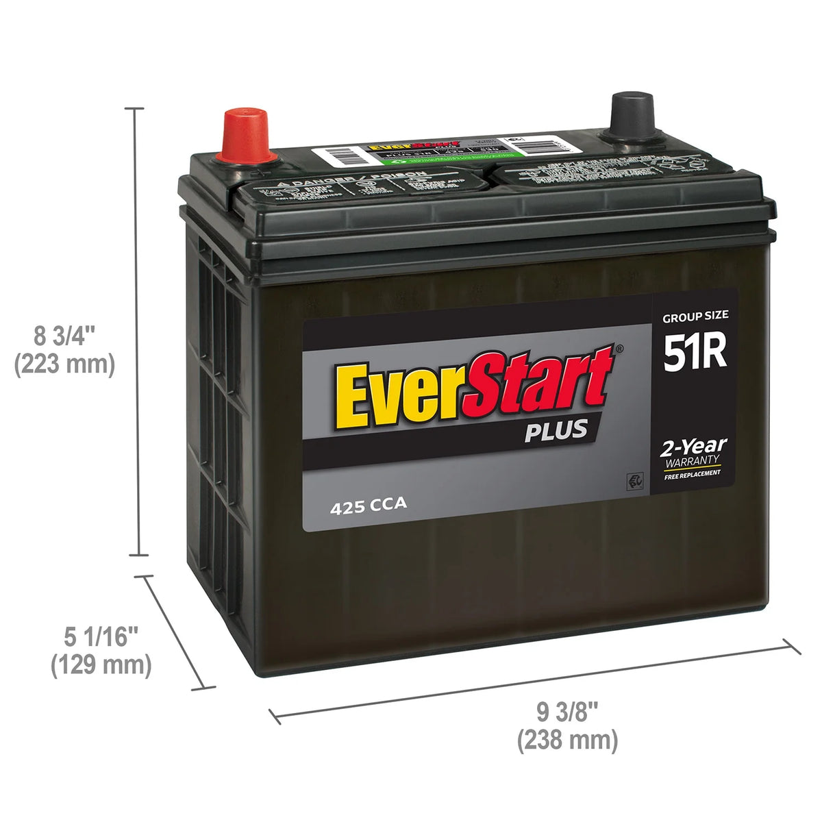 Lead Acid Automotive Battery Group Size 51R 12 Volt 425 CCA P51301