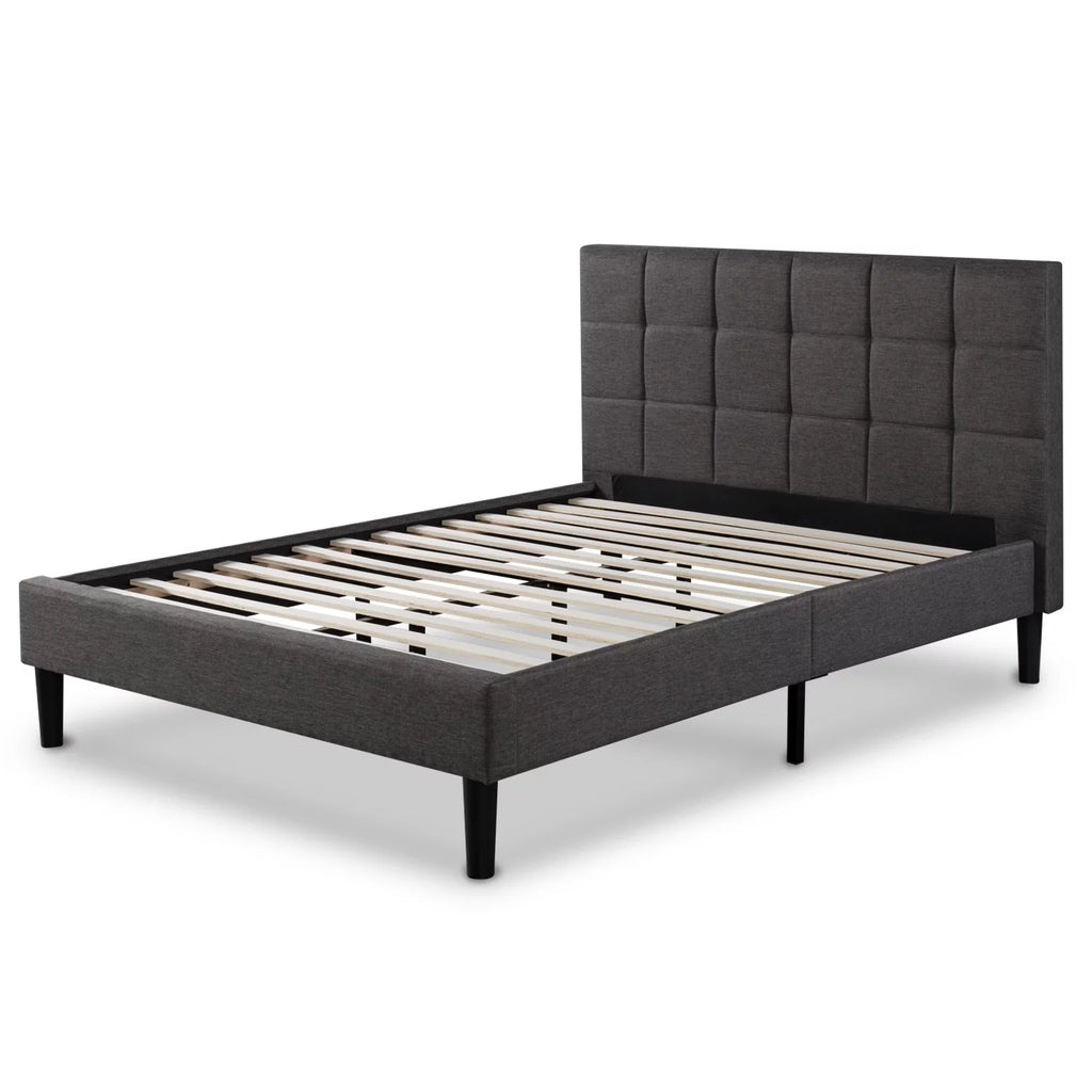 Grey Upholstered Platform Bed Frame F7767