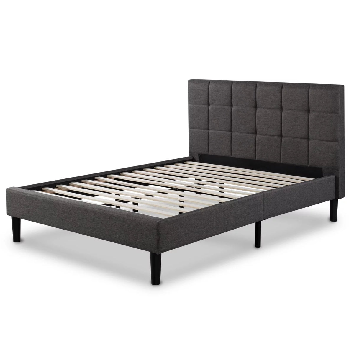 Grey Upholstered Platform Bed Frame F7767