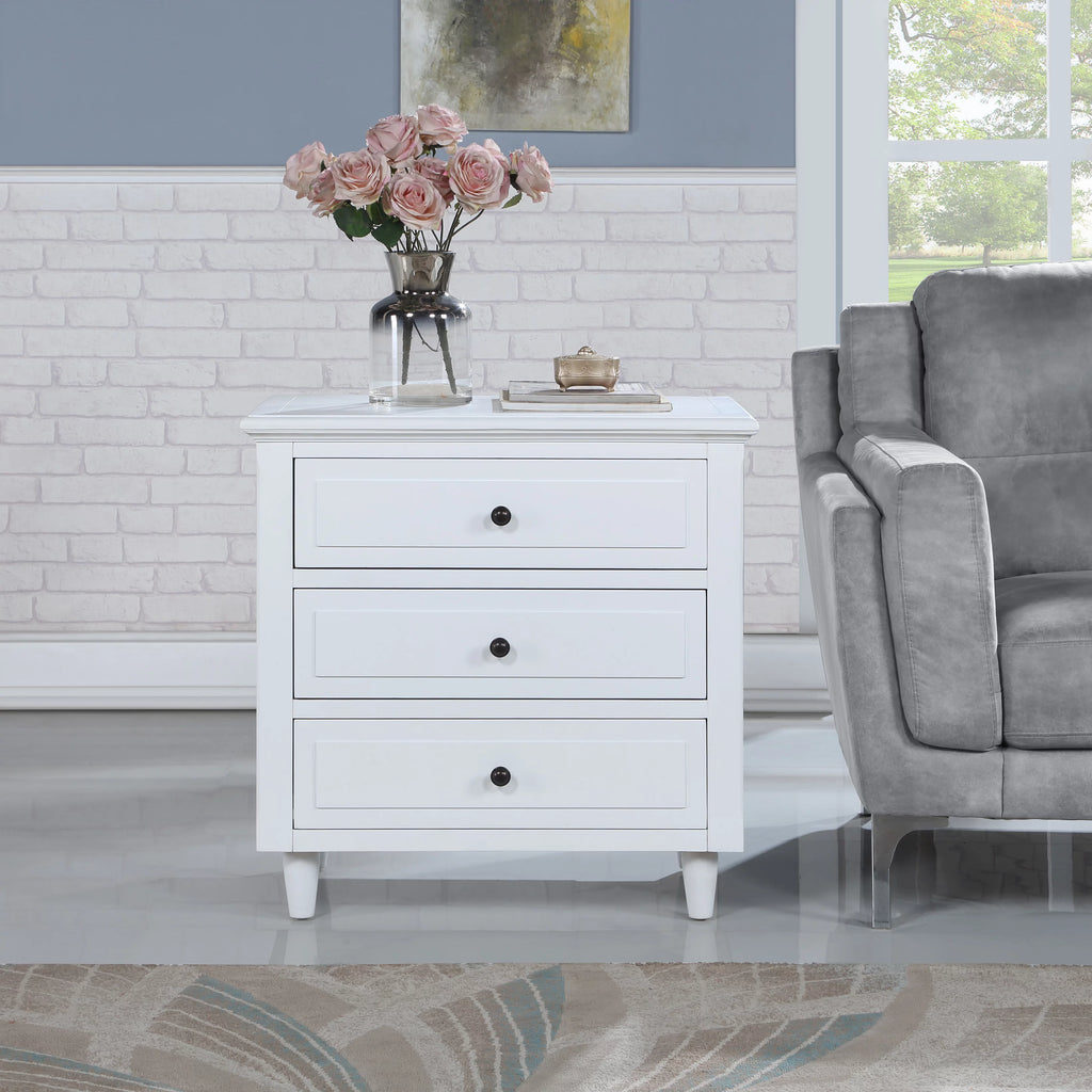 27.9" Oversized 3-Drawer Solid Wood Nightstand S134602