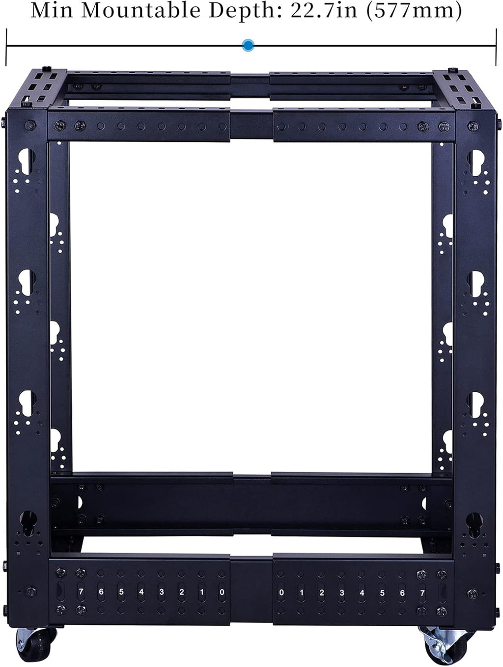 12U Open Frame Server Rack, Heavy Duty 4 Post Adjustable Depth with Casters T81848