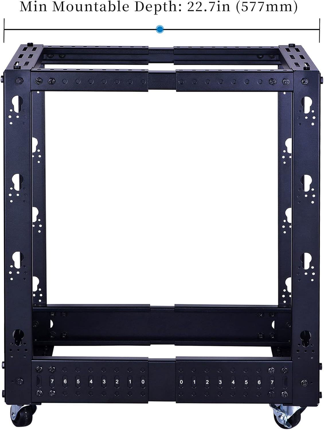 12U Open Frame Server Rack, Heavy Duty 4 Post Adjustable Depth with Casters T81848