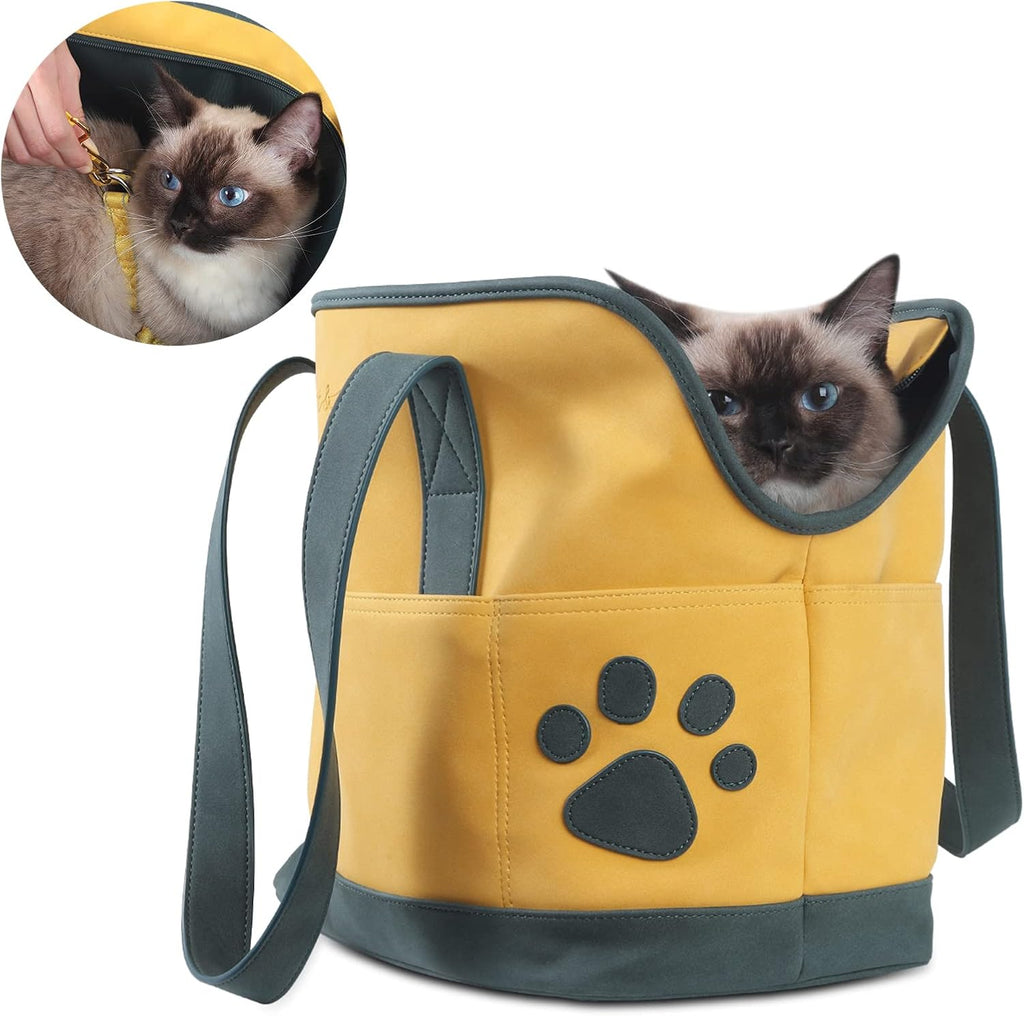Yellow Leather Small Pet Carrier B848