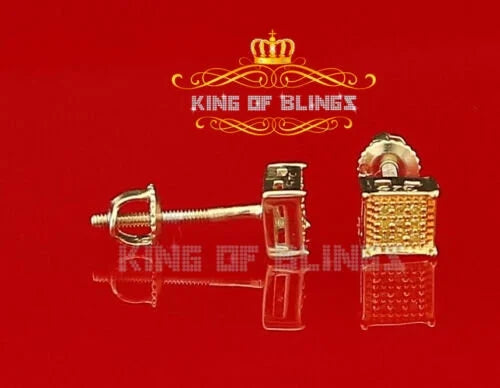 0.05ct Diamond Yellow 925 Sterling Silver Square Stud Earrings K8595