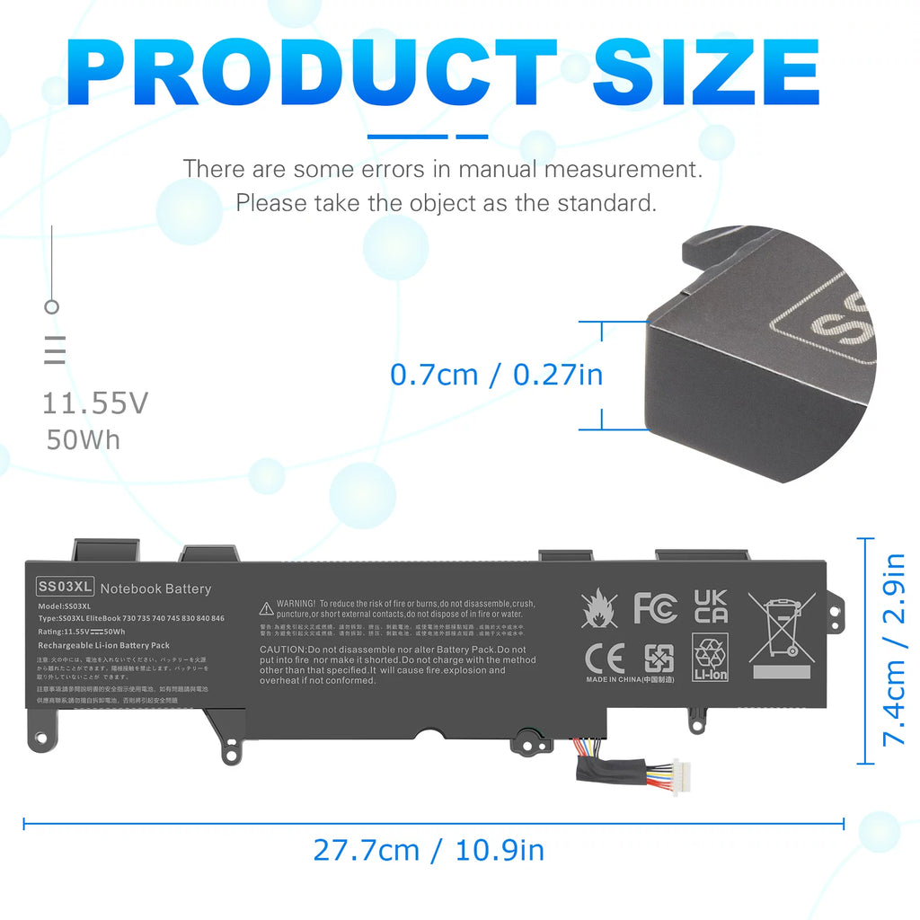 Battery for Hp EliteBook 735 740 745 830 836 840 846 W92900