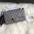 Grey Lambskin Leather Flap Bag M2013