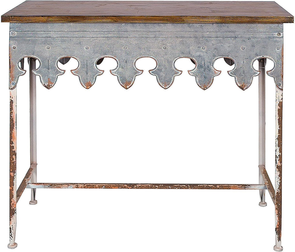 Metal Scalloped Edge Table Wood Top O52614