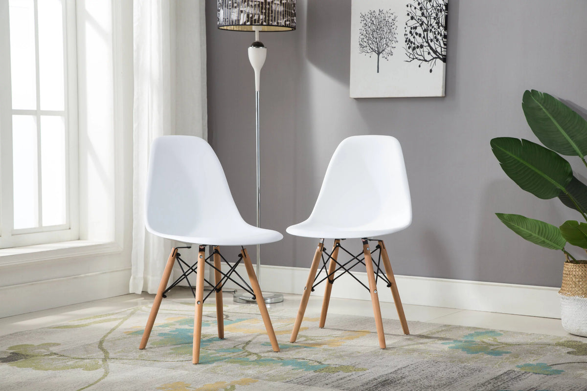 White Dining Chair Set of 2 Beech Wood Legs L490258