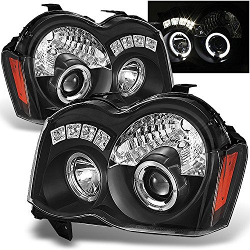 Black Bezel Dual Halo Ring Projector LED Headlights Pair K684621