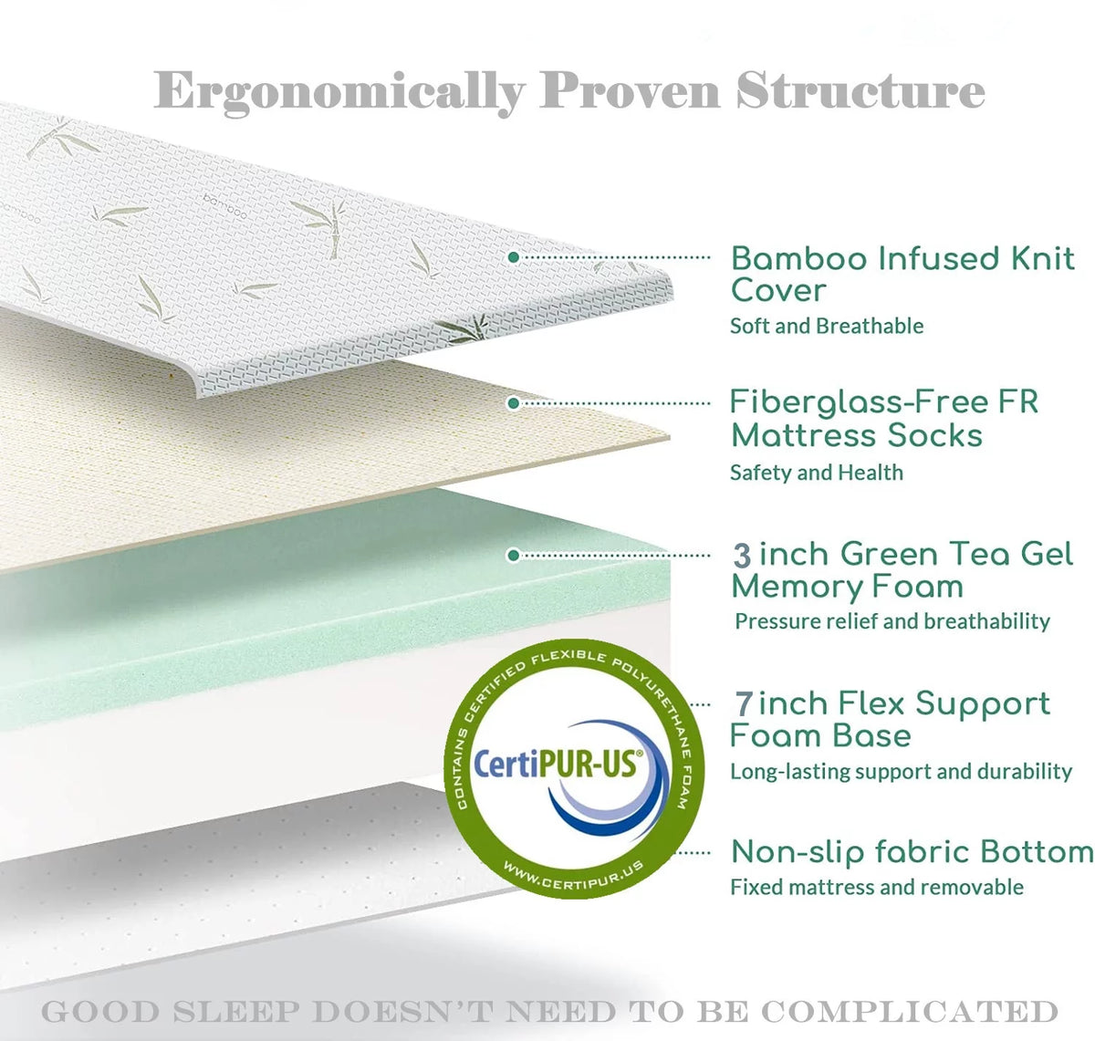 10 inch Green Tea Cooling Gel Memory Foam Queen Mattress M806190