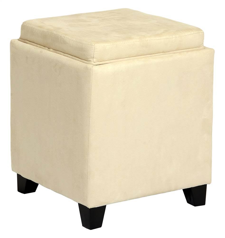 Red Microfiber Storage Ottoman F425855