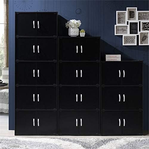 3 Shelf 6 Door Bookcase in Black Q357